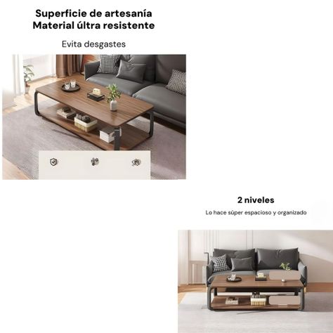 Mesa De Centro Rectangular 2 Niveles 120x60x43cm LuBabycas-6