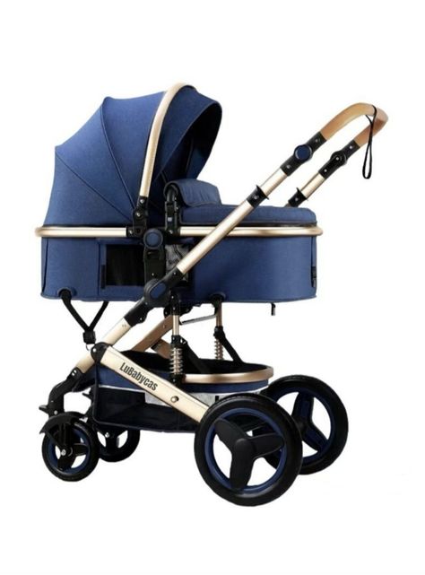 Coche Cuna Moisés Con Accesorios Lubabycas Azul-0