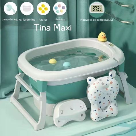 Bañera Con Cojin Termómetro Y Más Accesorios Verde Lubabycas-1