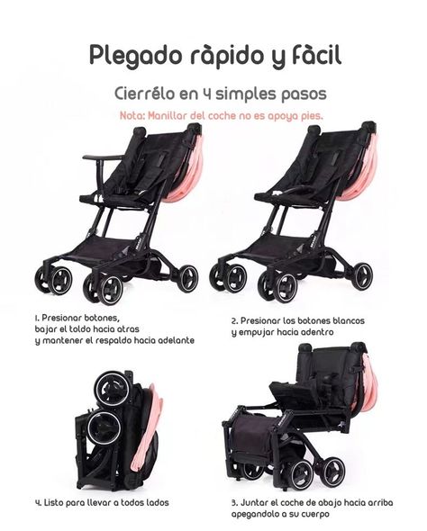 Coche De Paseo Premium Últra Compacto Lubabycas Rosado-2