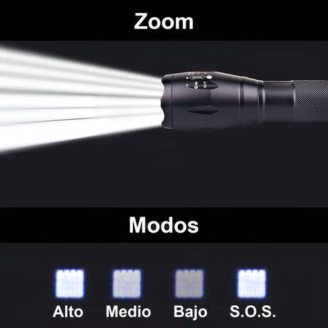 Linterna Led Táctica Zoom Potente Recargable Largo Alcance-2
