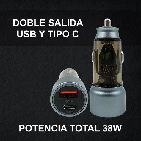 Cargador De Teléfono Celular Auto Carga Rápida Tipo C Y Usb-1