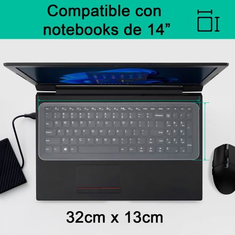 Protector Teclado Notebook Membrana Silicona Transparente 14"-1