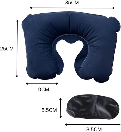 Kit De Viaje Almohada Inflable Antifaz Para Dormir Tapones Oídos-7