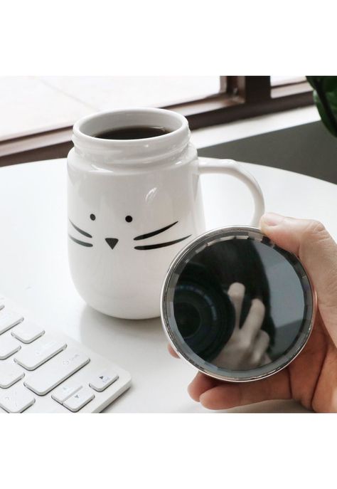 2 Mug Taza Cerami Gato Kool Kat Koo Gatitos Blanco Y Negro-2