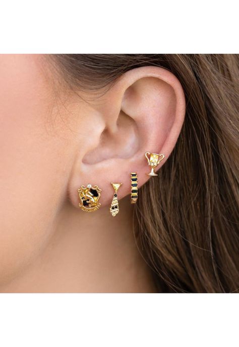 Set Aros pendientes Casa Hufflepuff-1