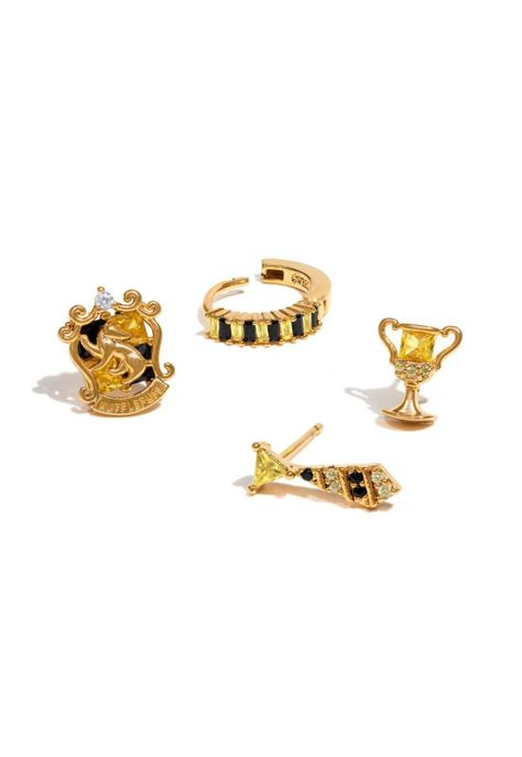 Set Aros pendientes Casa Hufflepuff-2