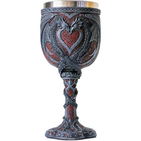 Copa Cáliz 3d dual dragón corazón Celtic heart love-0