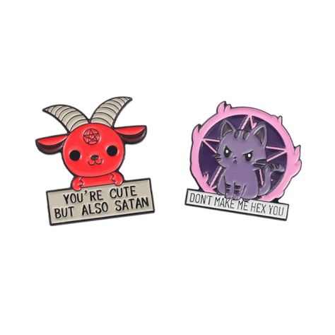 Pack broche Pin divertidos gatito malvado y Baphomet sweet-0