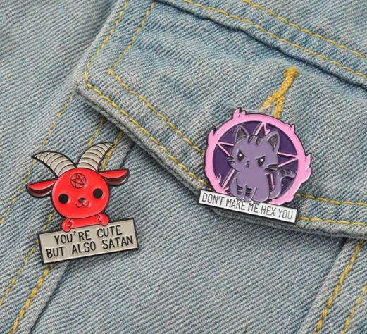 Pack broche Pin divertidos gatito malvado y Baphomet sweet-2