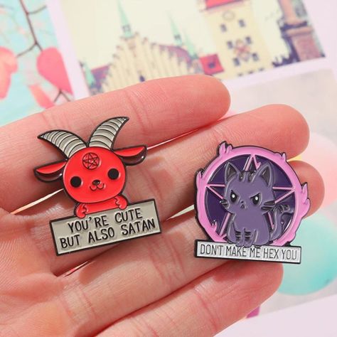 Pack broche Pin divertidos gatito malvado y Baphomet sweet-3