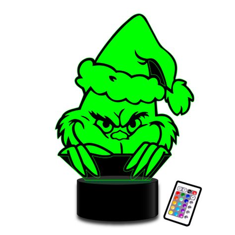 Lámpara led 3D el Rostro del Grinch navidad-0