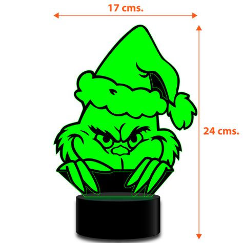 Lámpara led 3D el Rostro del Grinch navidad-1