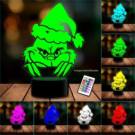 Lámpara led 3D el Rostro del Grinch navidad-2