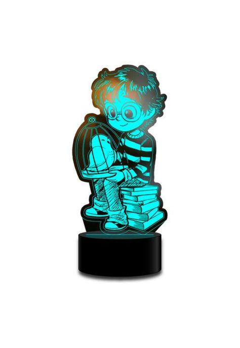 Lámpara Ilusión 3d Harry Potter Sentado Y Buho Hedwig Kawaii-0