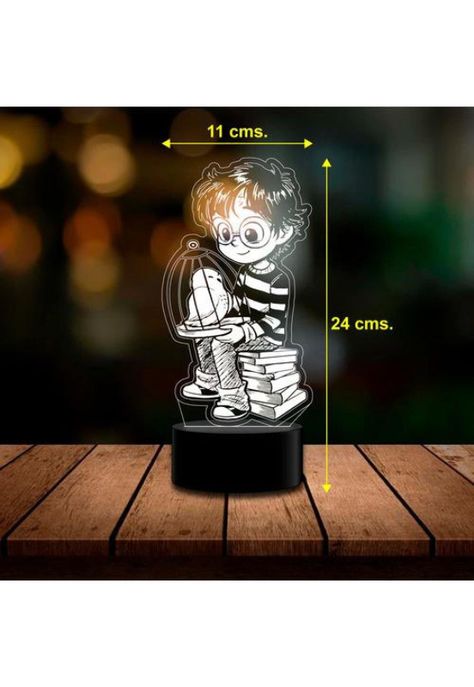 Lámpara Ilusión 3d Harry Potter Sentado Y Buho Hedwig Kawaii-1