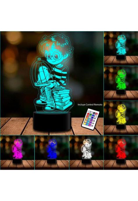 Lámpara Ilusión 3d Harry Potter Sentado Y Buho Hedwig Kawaii-2