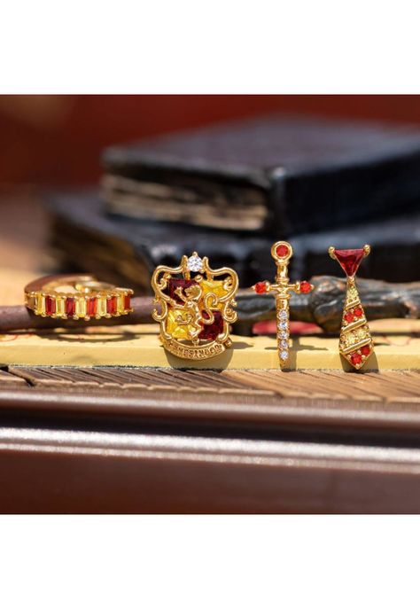 Set Aros pendientes Casa Gryffindor-2