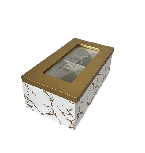 Caja De Té Mediana De Madera 2 Espacios Marmoleado-0