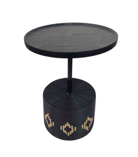 Mesa Lateral Mesa De Centro Negra Moderna Flor 52cm-1