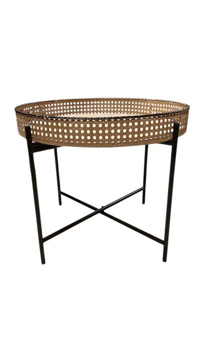 Mesa De Centro Auxiliar Madera Malla Decoración 49x40cm-1
