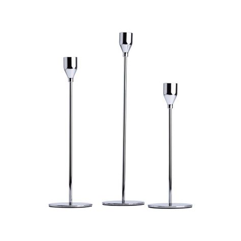 Pack 3 Porta Vela Candelabro Set 3 Candelabros Plateado-0