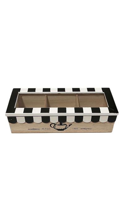 Caja De Té Mediana De Madera 3 Espacios Home Safe-0