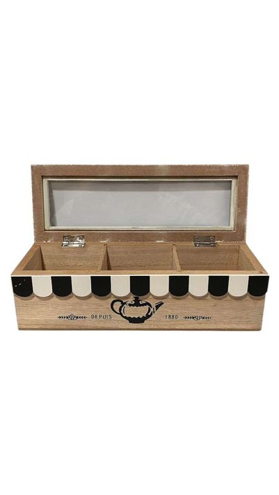 Caja De Té Mediana De Madera 3 Espacios Home Safe-1