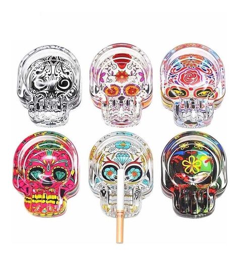 Cenicero De Calavera Catrina De Vidrio Modelo Surtido-1