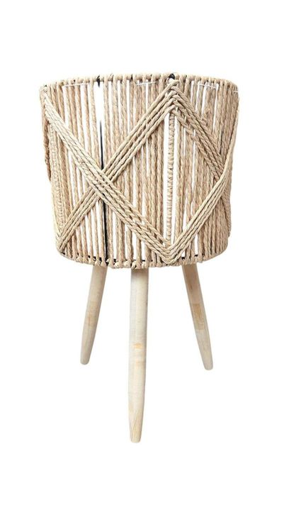 Macetero Tejido Porta Maceta Rustico Beige X Grande-0