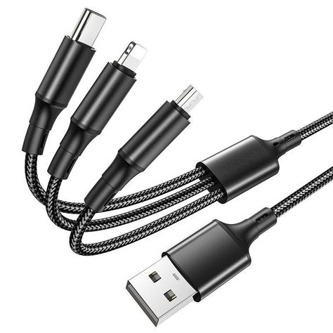 Cable 3 en 1 de 1.2 Metros Usb Tipo C Y Lightning De Nylon-0