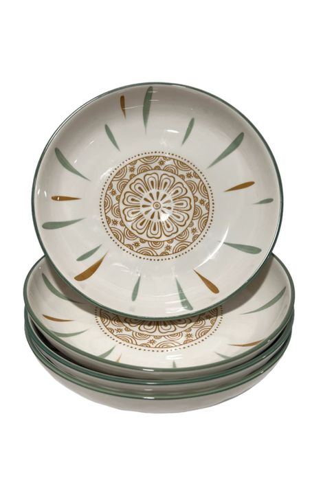 Pack 4 Plato Sopero Decorativo Diseño Flor Redondo Mandala-0