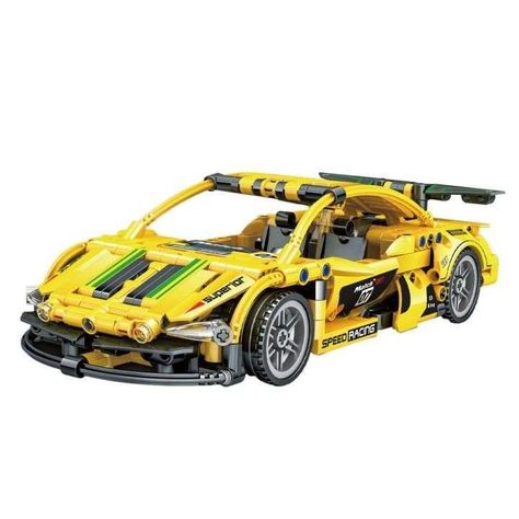 Kit De Construcción Auto Deportivo De Carrera F1 Amarillo-0