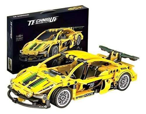 Kit De Construcción Auto Deportivo De Carrera F1 Amarillo-1