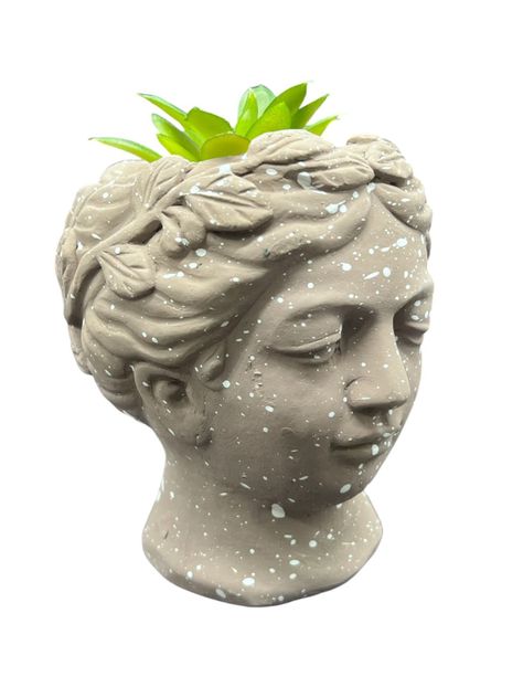 Macetero De Ceramica Planta Artificial Moderno Rostro Griego B-0