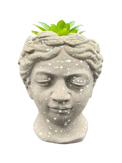 Macetero De Ceramica Planta Artificial Moderno Rostro Griego B-1