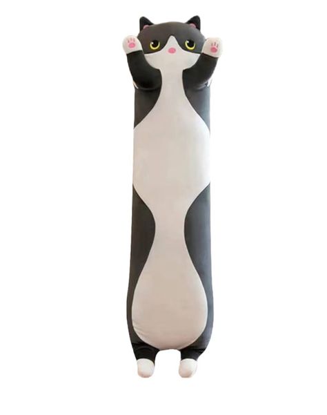 Peluche Almohada Alargado De Gato Para Niños Y Adultos Gris-1