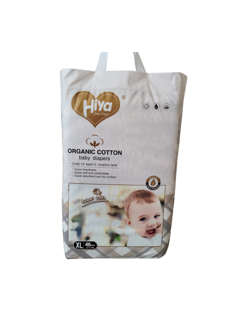 PAÑAL DE BEBE DE ALGODON ORGANICO, TALLA XL, 46 UN.-0