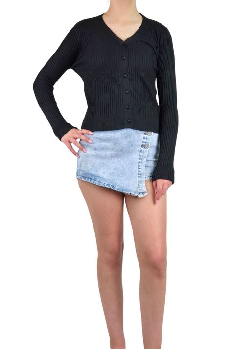 Sweater Mujer Cardigan Botones Otoño Cuello V Diseño 6013-0