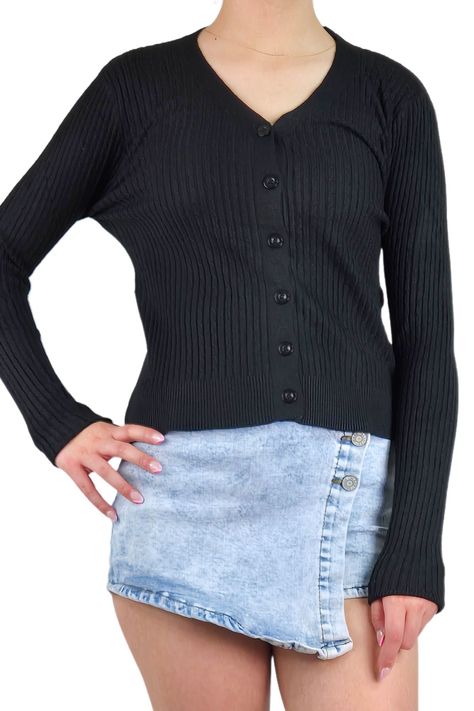 Sweater Mujer Cardigan Botones Otoño Cuello V Diseño 6013-1