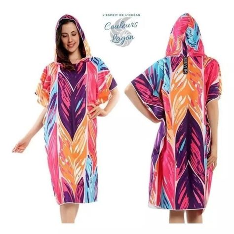 Toalla Playa Piscina Mujer Adulto Capucha Diseños Larga Calidad 380-3
