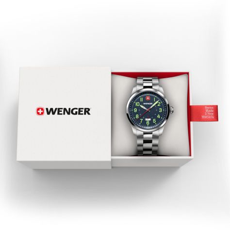 Reloj Terragraph dial azul 43 mm correa acero Wenger-2