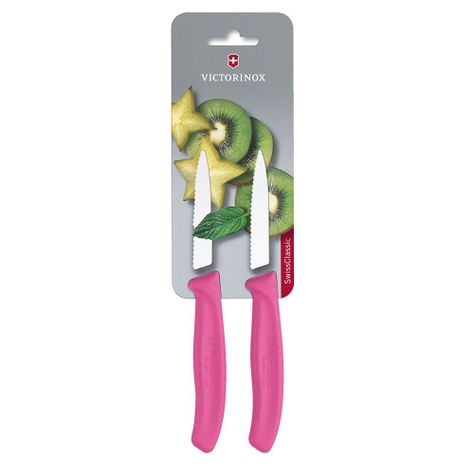 Cuchillo verdura dentado rosado 8 cm Victorinox-0