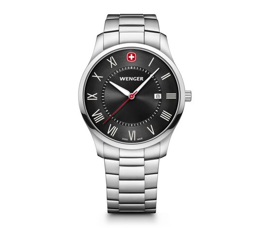 Reloj City Classic correa acero dial negro Hombre Wenger-0