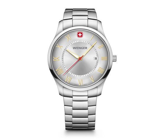 Reloj City Classic correa de acero plateado Wenger-0