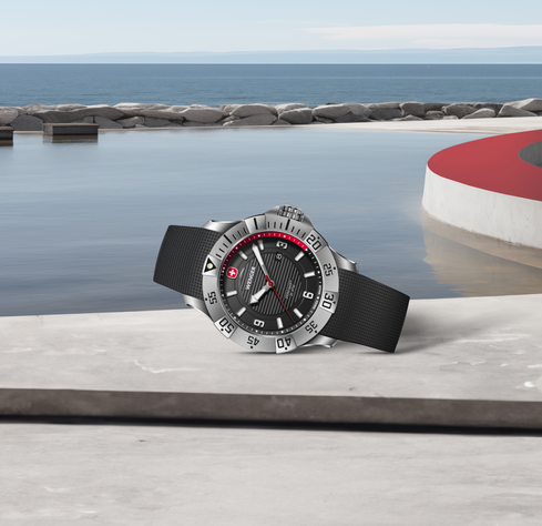 Reloj Seaforce correa silicona, dial negro 43 mm Wenger-4