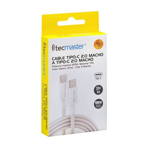 Cable Tipo-C a Tipo- C 2.0 Carga Rapida 100w White TM-200531-2