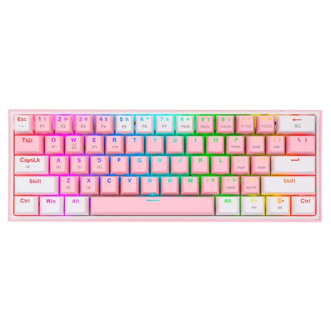 Teclado Redragon Fizz Pro 60% RGB Pink/White - Crazygames-0