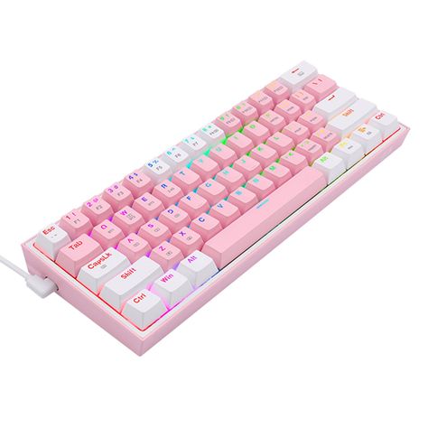Teclado Redragon Fizz Pro 60% RGB Pink/White - Crazygames-2