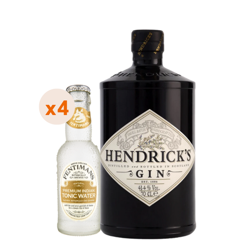 Gin Hendricks 700cc + 4 Aguas Tónicas Fentimans-0